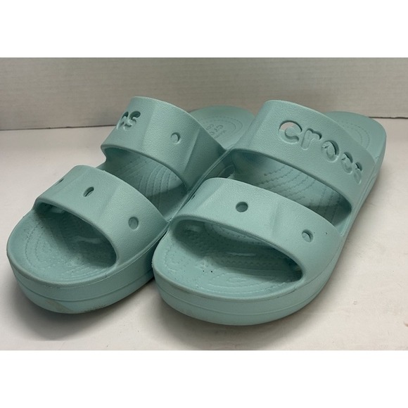Crocs Iconic Comfort "Via" Two Strap Slide Platform Sandal Womens Size 9 Aqua - Picture 1 of 7